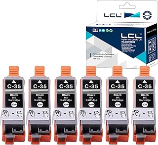 LCL Compatible for Canon PGI-35 PGI35 1509B002 (6-Pack,Black) Ink Cartridge for Canon PIXMA IP100B PIXMA IP100 PIXMA IP110 PIXMA mini260 PIXMA mini320