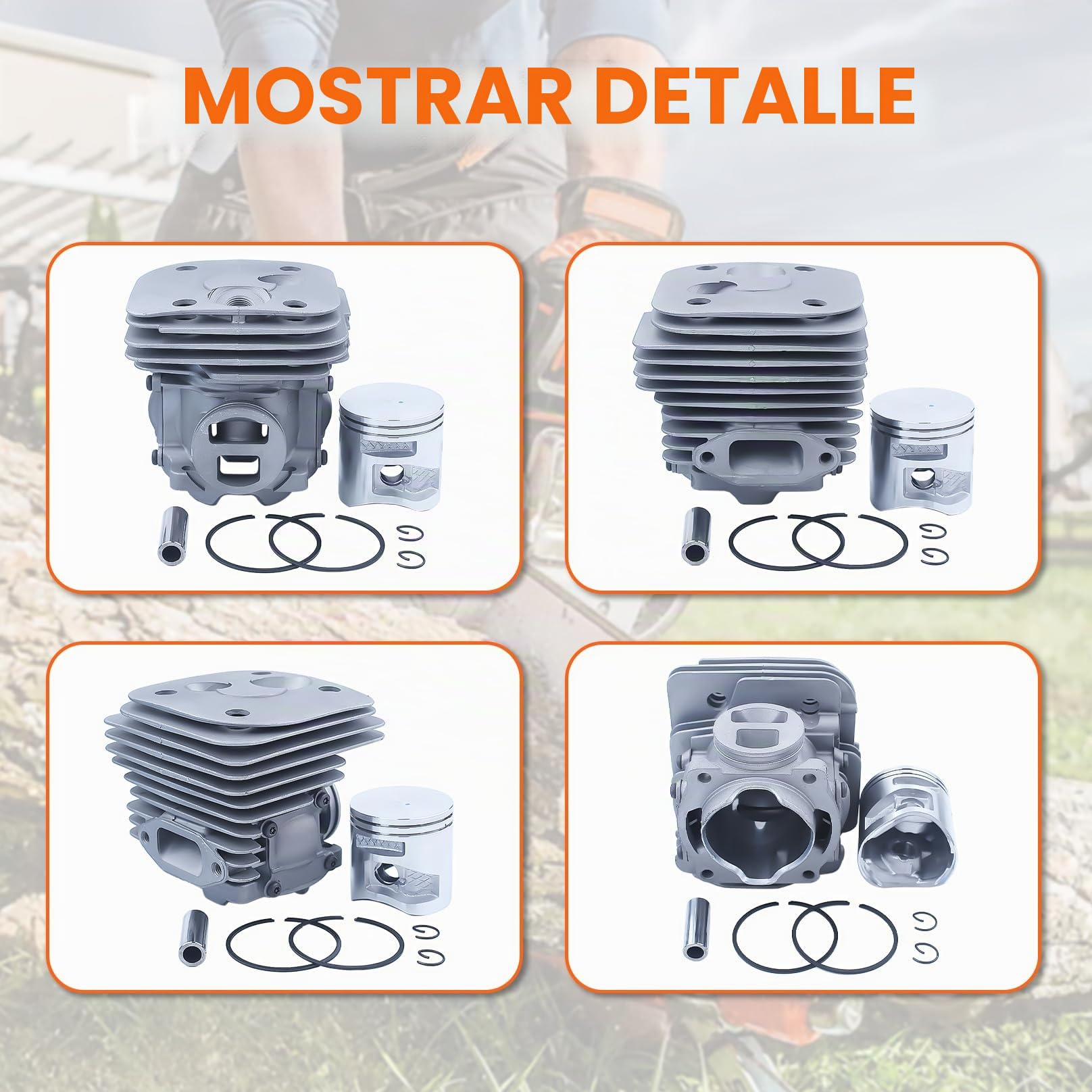 50mm Cilindro Pistón Bujía Para Husqvarna 365 X-Torq 372XP X-Torq Sello de aceite, Cilindro, Pistón, Circlip, colector de admisión