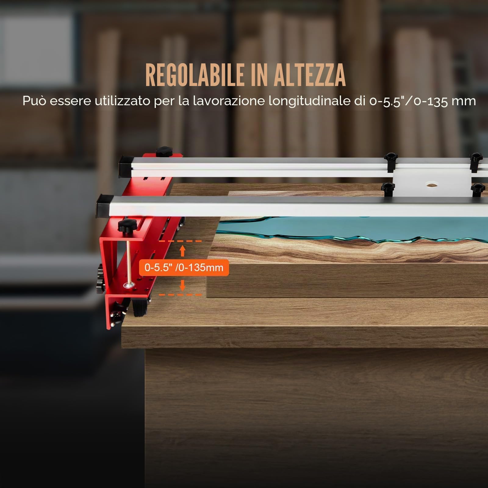 VEVOR Slitta per Fresatrice 1625 mm Slitta per Fresatrice Fai-da-Te Maschera per Appiattire Lastre Portatile, per Lavorazione del Legno per Appiattire Lastre, Rifilatura del Legno, Fai da Te per Casa