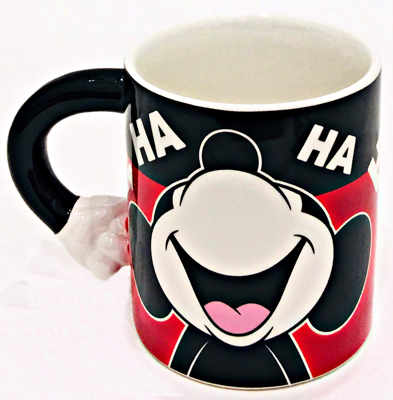 Disney Licensed Mickey Mouse Ceramic Gift Mug | Features Mickey Laughing with Mickey's Arm as a Handle