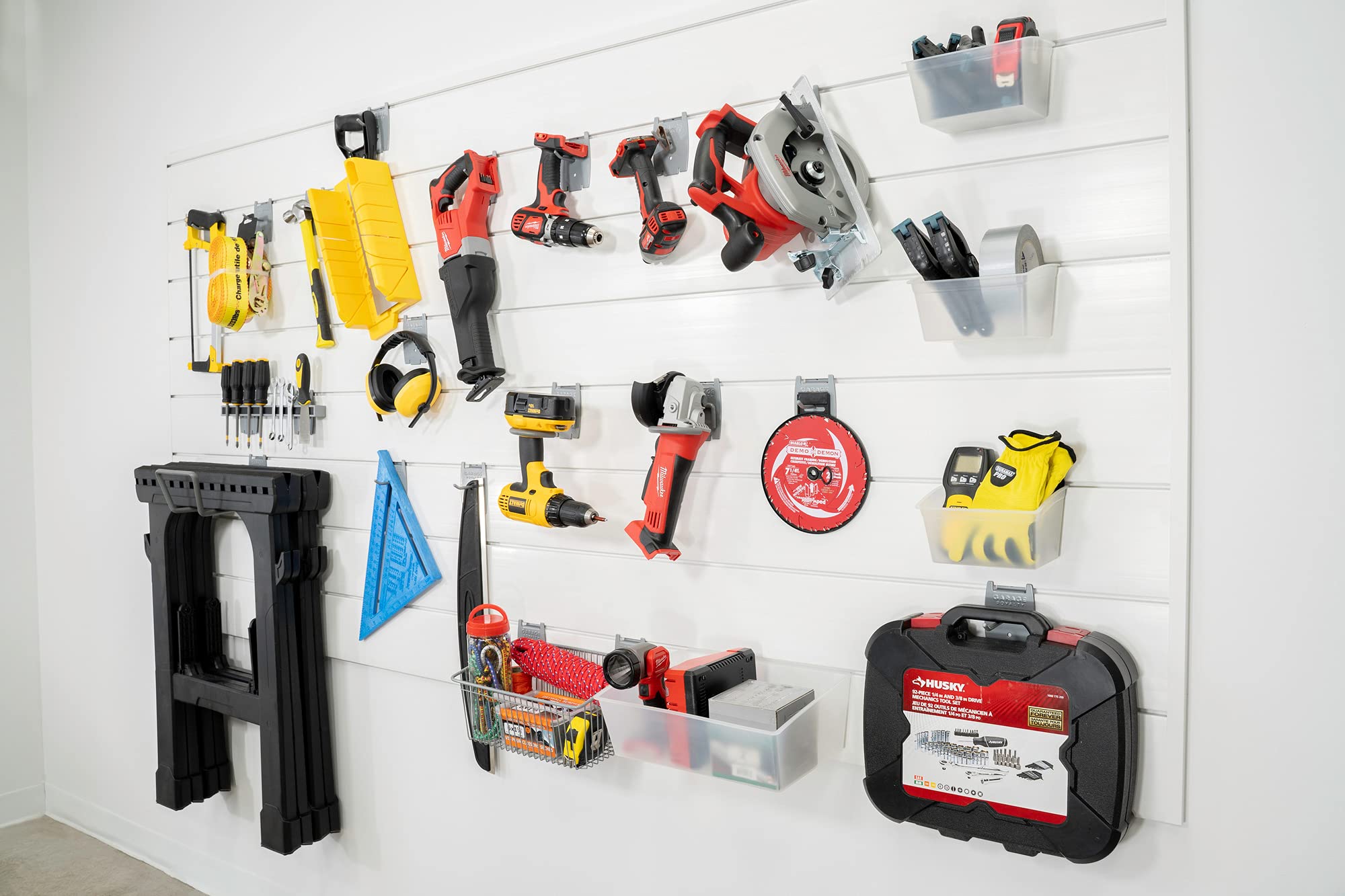 Crownwall PVC Slat Wall Panels Garage Wall Organizer Storage System