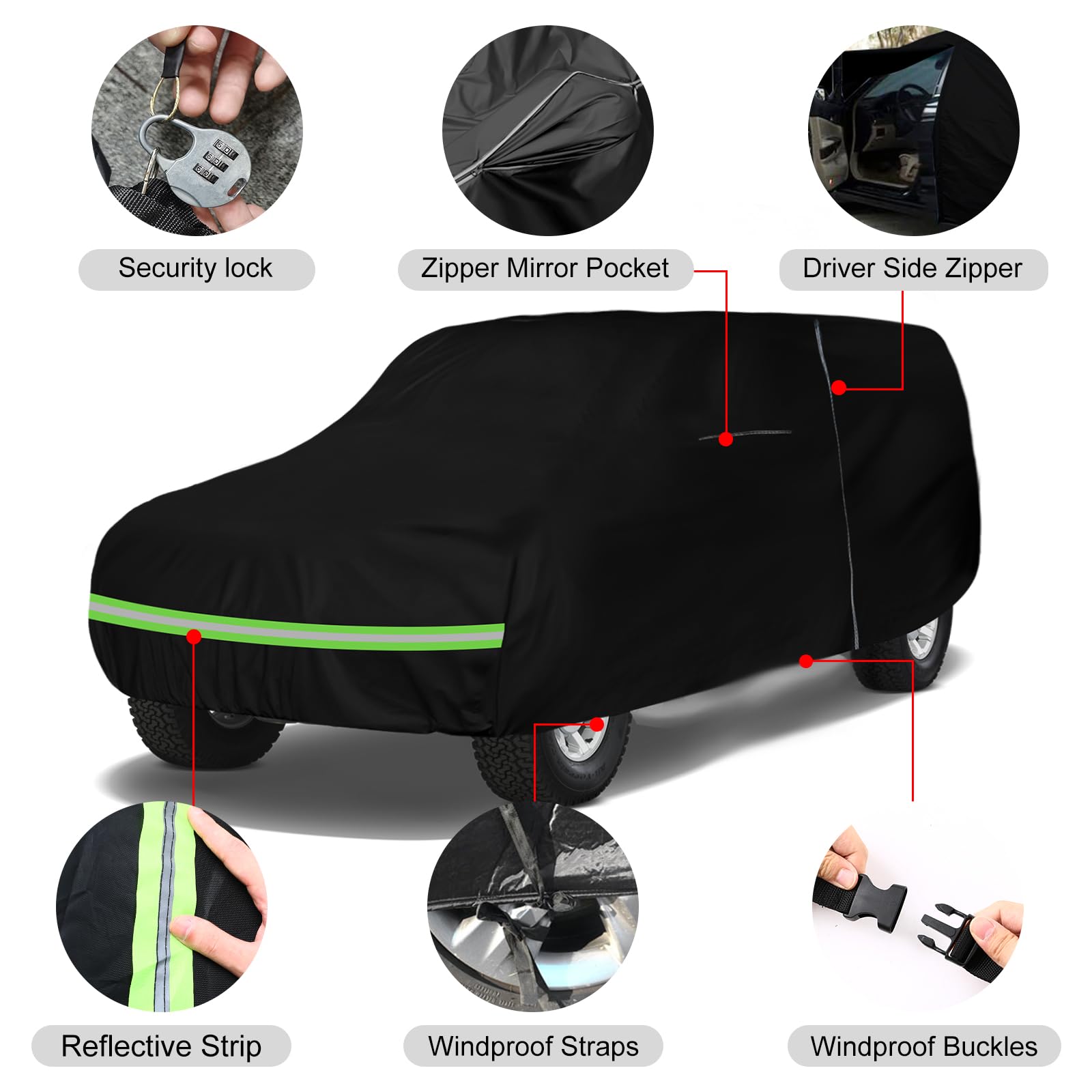 Waterproof Car Cover Replace for 1973-2006 Chevy Suburban GMC Yukon XL Cadillac Escalade ESV 6 Layers All Weather — view 2