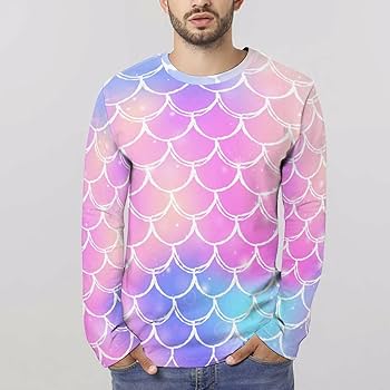 Amazon.co.jp: 鱗模様 マーメイド 魚鱗柄 長袖tシャツ メンズ