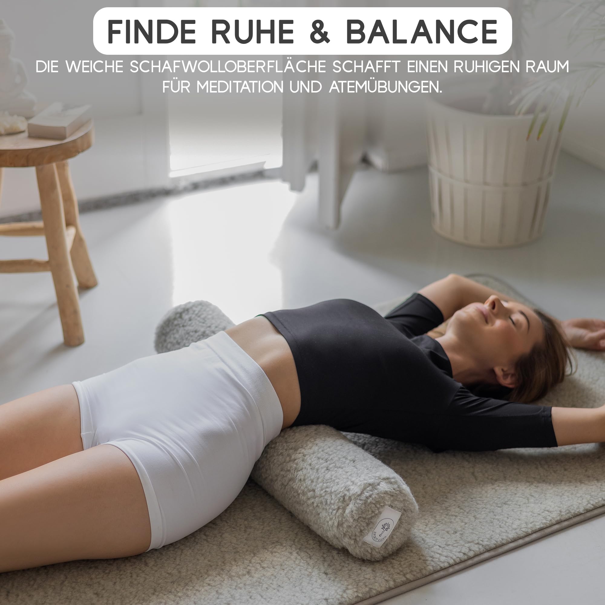 Yogamatte Schafwolle | Natürlich Merino Wolle Trainingsmatte | Yogamatte rutschfest | Hautfreundlich & kuschelig | Perfekt für Meditation, Pilates & Fitnessübungen | Mit Tragetasche - 200x75 cm