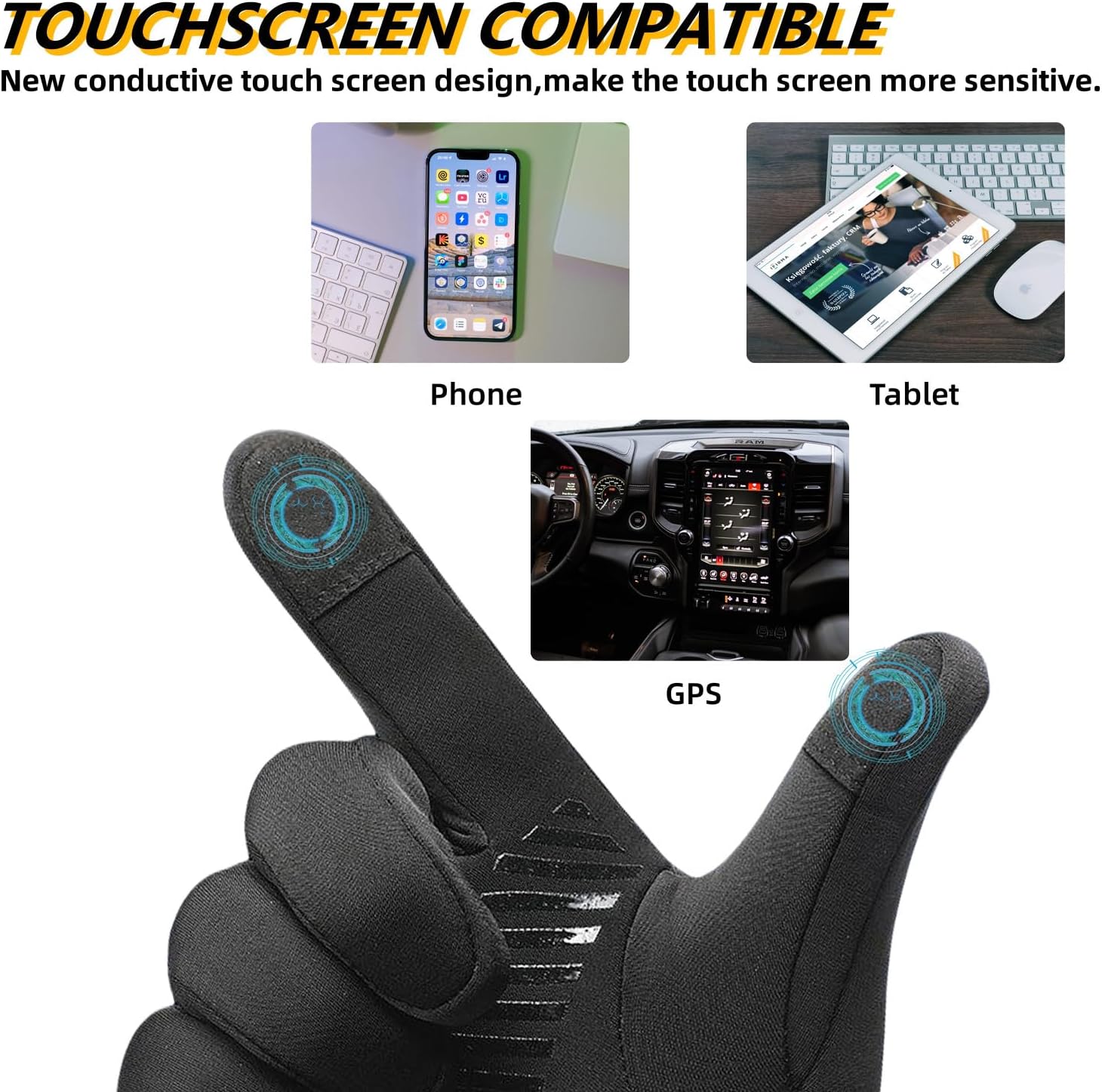 Winter Thermal Gloves for Women Men,Warm Touchscreen Windproof Cold Weather Running Glove for Cycling Biking Riding Driving Hiking Walking - Image 3