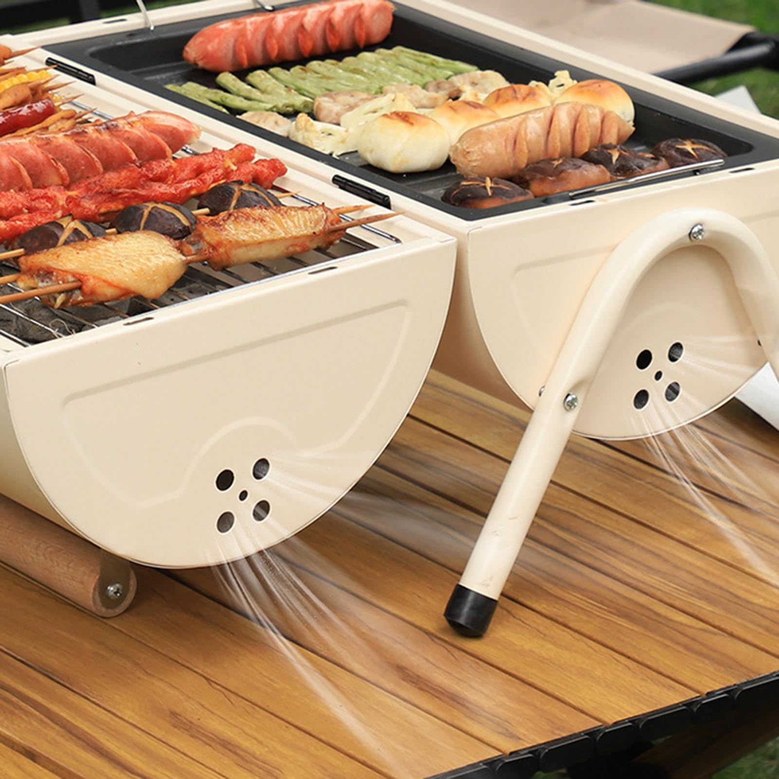 Barbecue a carbonella portatile regolabile – Tablet op Outdoor Barbecue Fumatore | Multifunzionale metallo barbecue | Barbecue a canna per porta cortile posteriore casa balcone campeggio terrazza