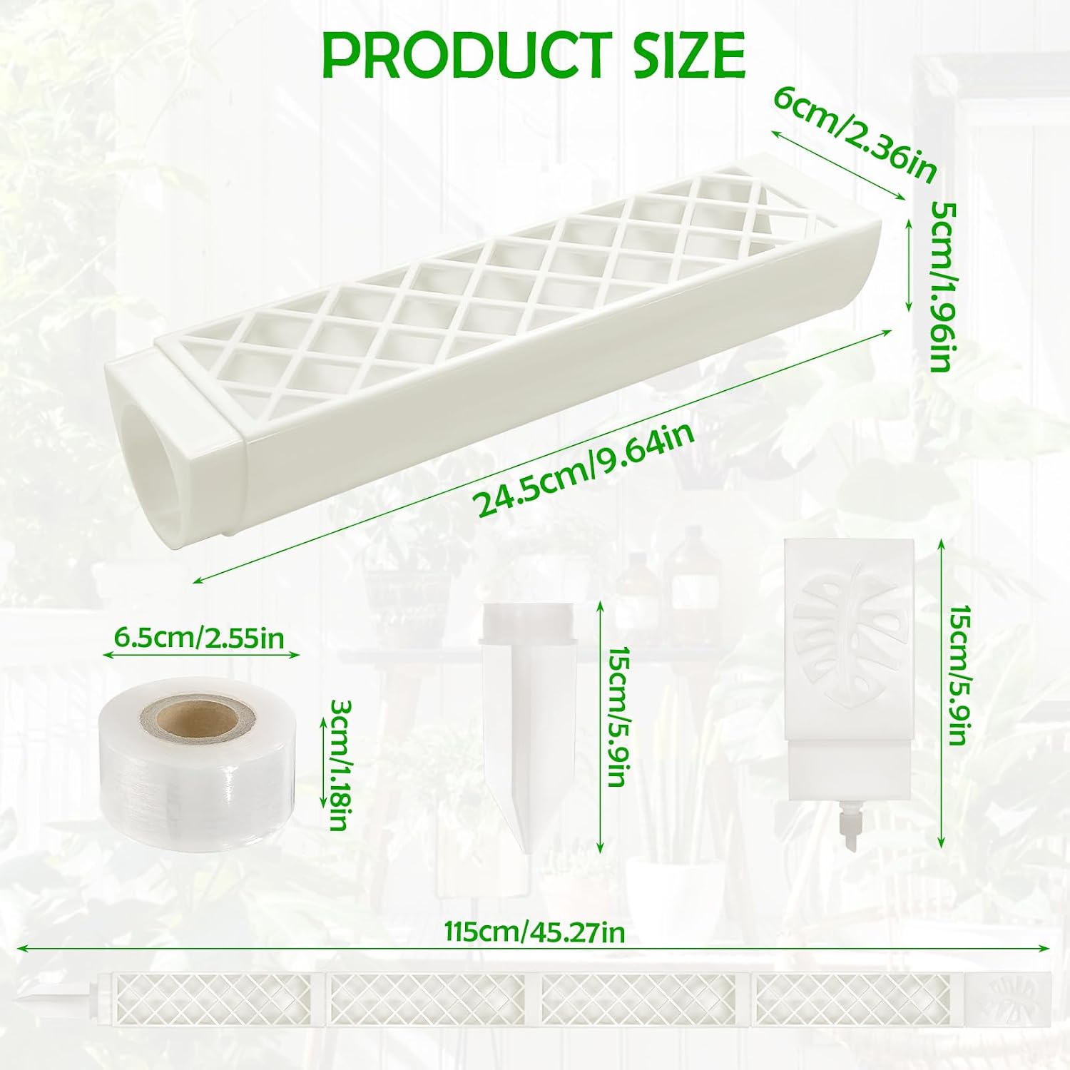 Monstera & Ivy Self Watering Moss Stick 4 Pack with Watering Aid Ground Tips and Fixing Trellis for Climbing Plants (White)