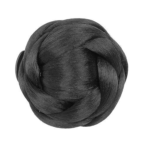 Miniatura 3 de Trenzado Chignon Dancer Hair Donut Hairpieces Scrunchie Claw Hair Bun Updo para Boda Fiesta (M1 Negro)