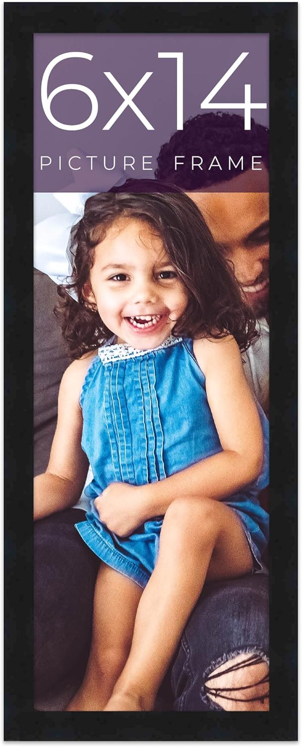 6x14 Frame Black Real Wood Picture Frame Width 0.75 Inches Interior Frame Depth 0
