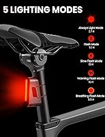 Vista 4 de Juego de luces delanteras y traseras para bicicleta, 8+5 modos USB-C recargables para bicicleta y luz trasera, luces LED de seguridad impermeables
