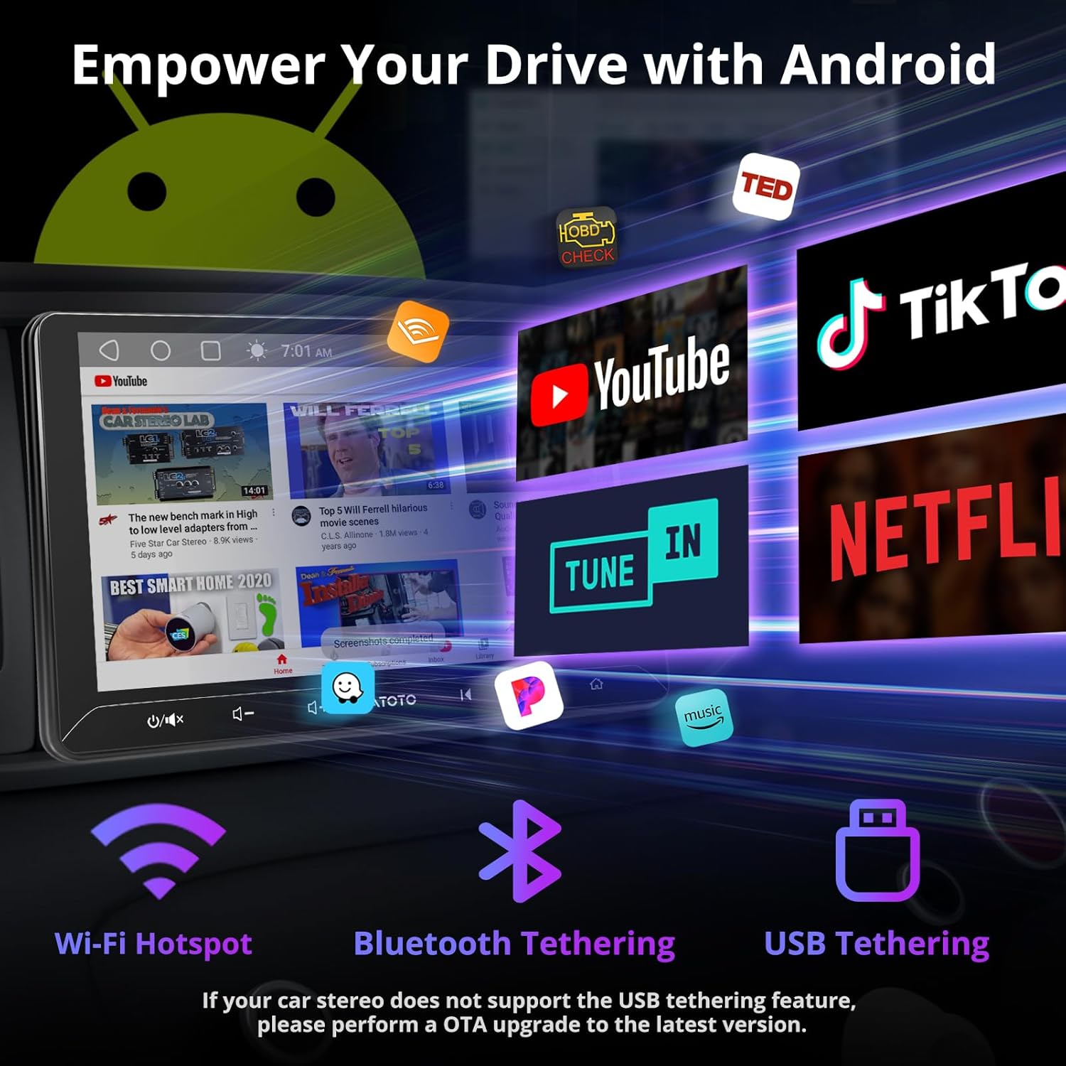 ATOTO A5L Android Interface with various apps