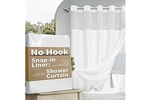 Chic and Durable No Hook Slub Textured Shower Curtain with PEVA Liner