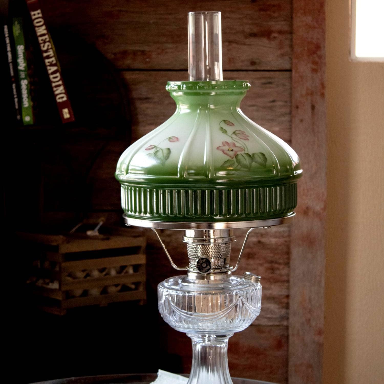 Aladdin 10" Green Violets Glass Lamp Shade N667