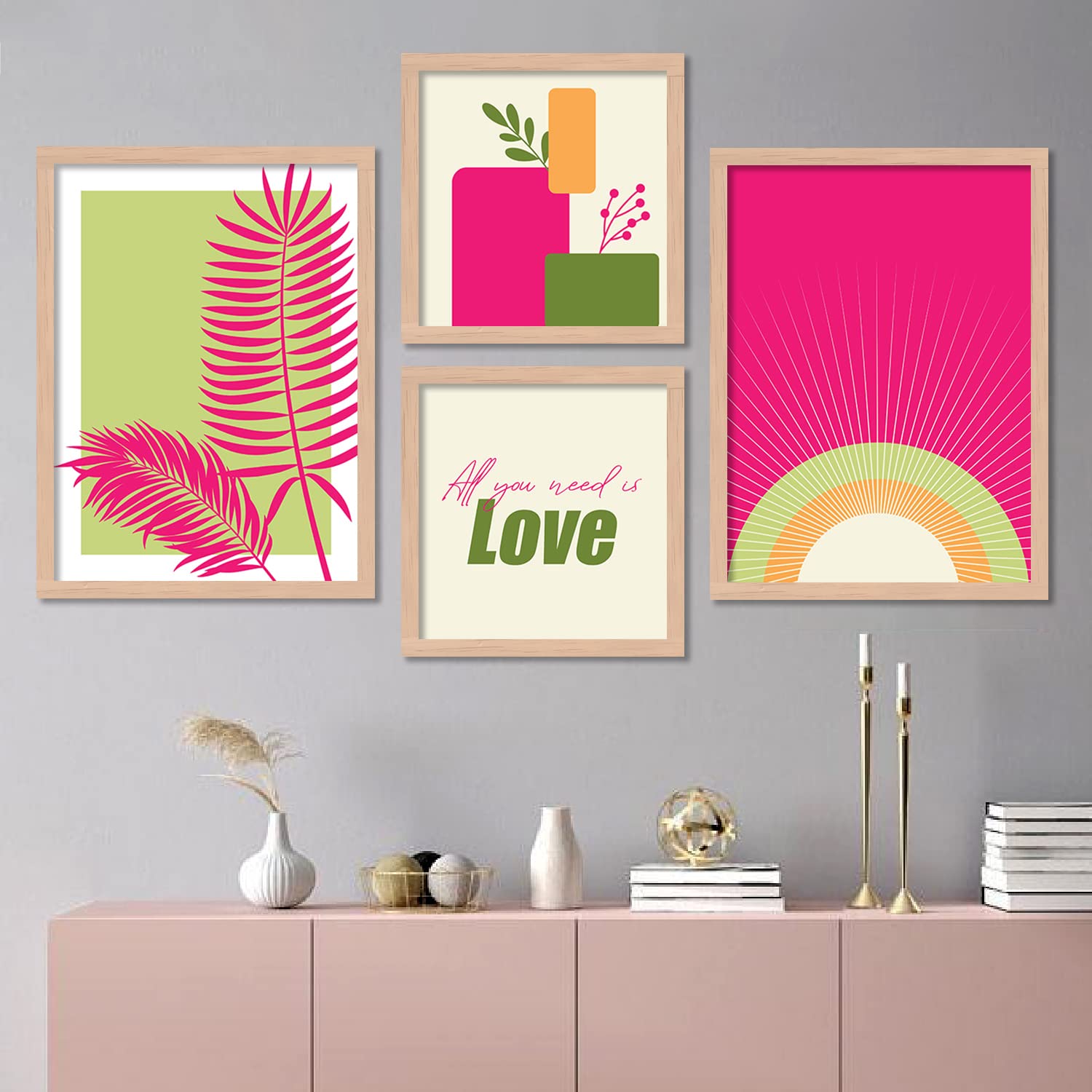 AKARSHNAM Hariom and Sons Love Modern Wall Art Framed Paintings for