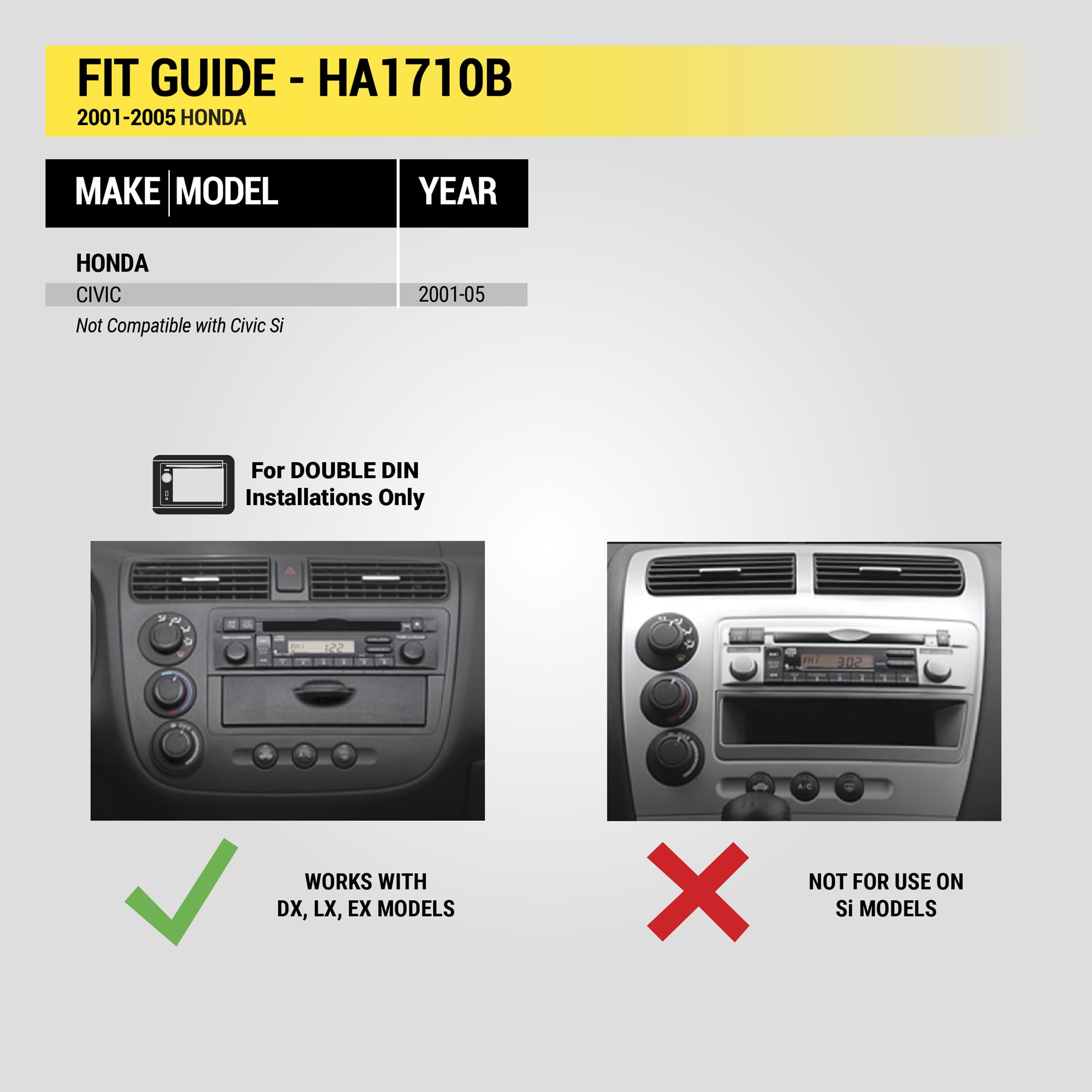 Harmony Audio Honda Pilot 2003-2005 Dash Kit - Double DIN Stereo Installation