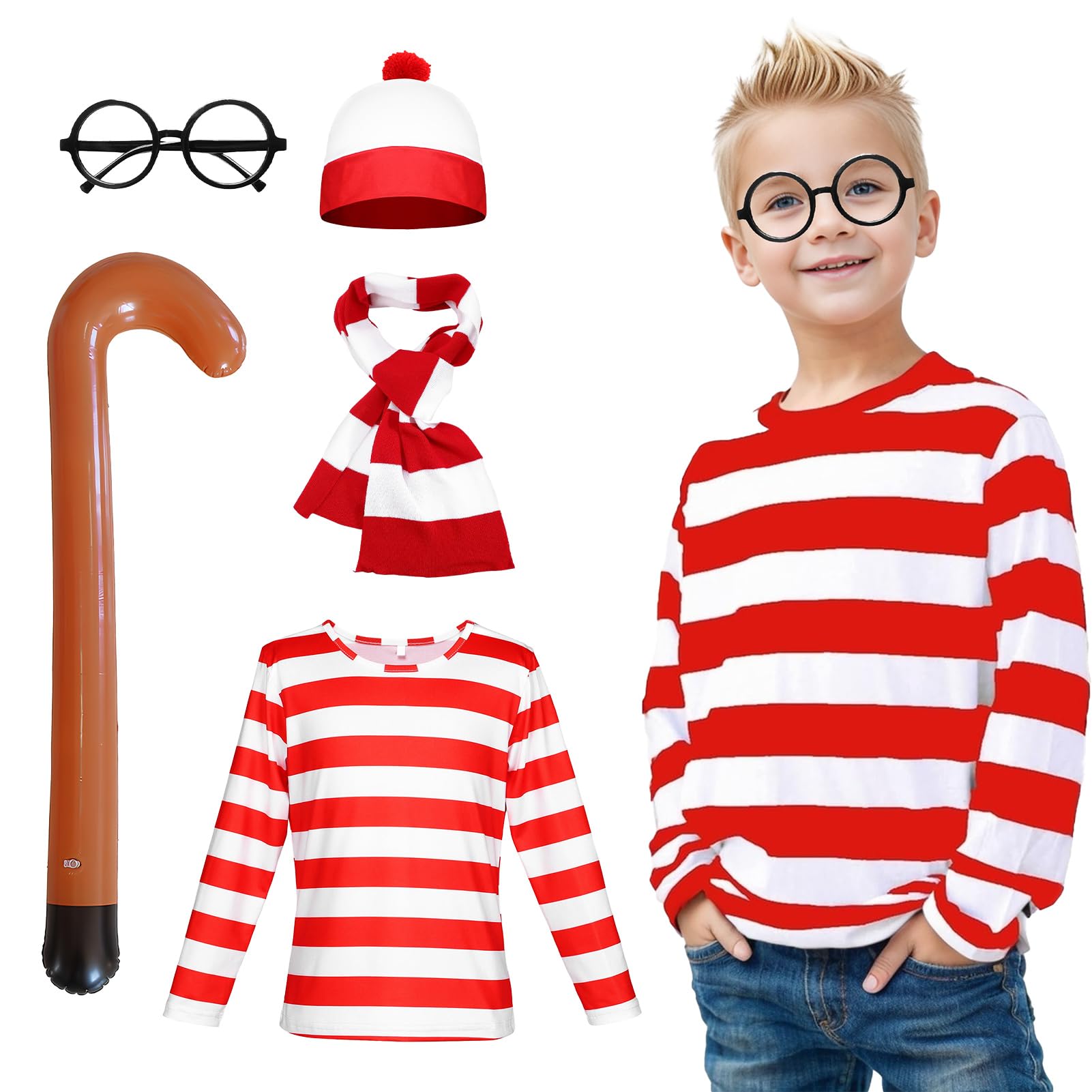 Alaiyaky Red and White Striped Character Costume (Style A, 120)