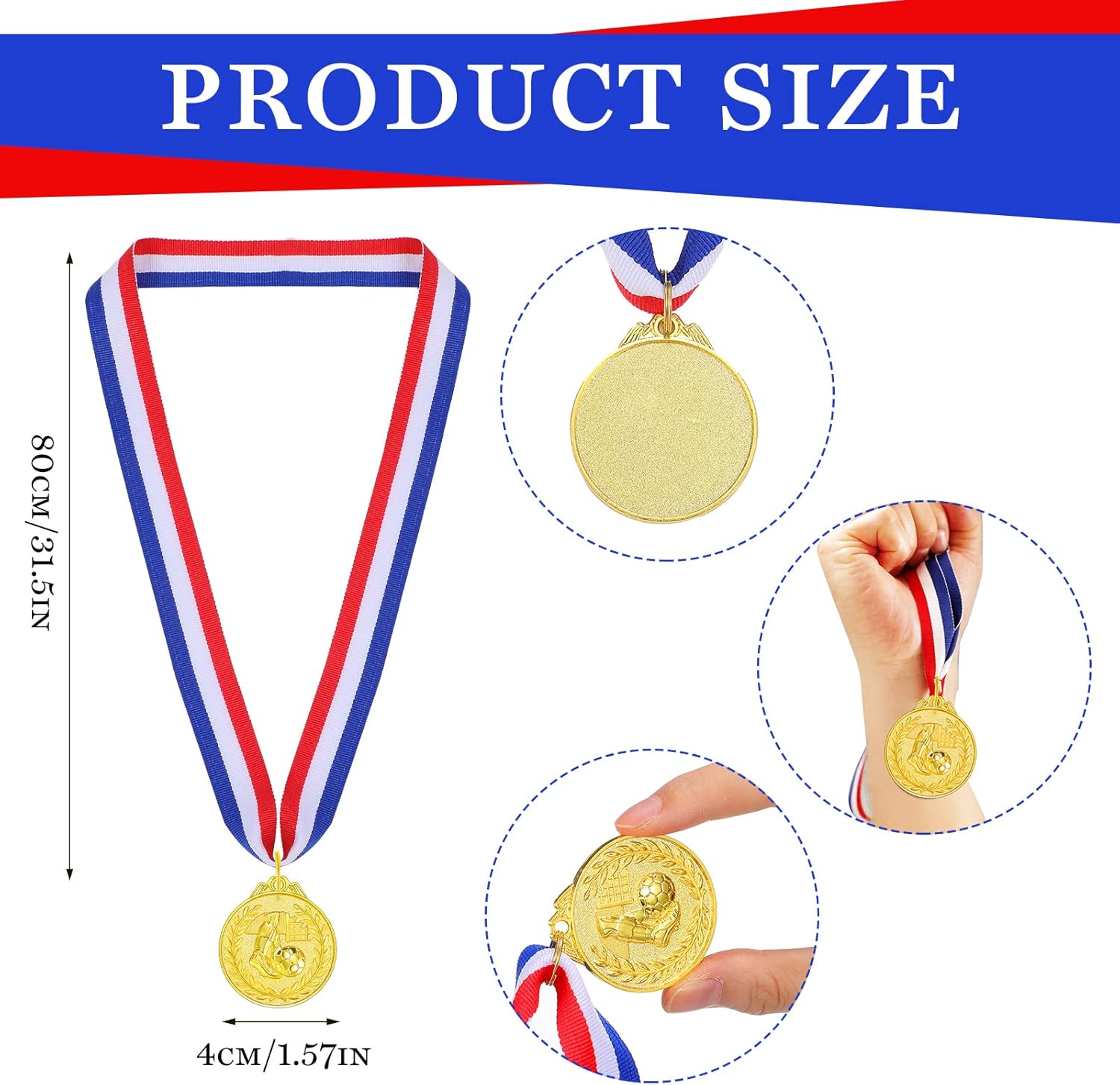 7 Medallas Para Niños, Medallas De Oro De Plástico Con Cintas Para El Cuello, Medallas De Oro De Plástico Para Niños, Medallas De Ganador Para Premios De Competencia, Tema Del Día Del