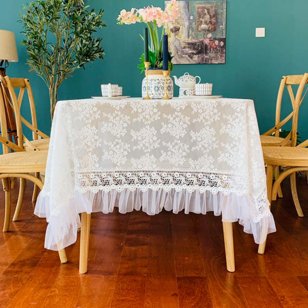 OPFdfhDFH Tablecloths, Lotus Macrame Rectangle Round Table Cover for Wedding Bridal Shower Baby Party Dinning Decoration,White Lace Tablecloth,Embroidered Cloth(110x160cm(43x63inch))
