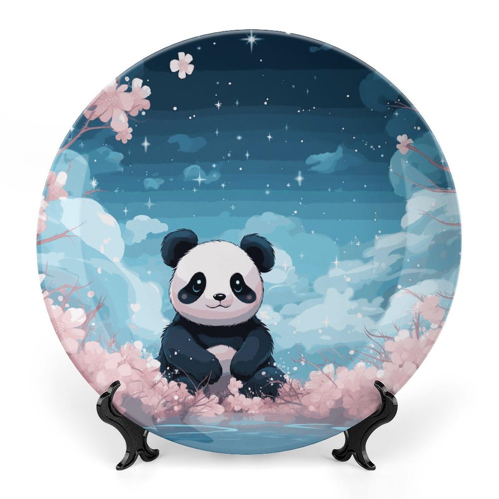 Assiette décorative panda rose en céramique, le cadeau idéal pour le salon