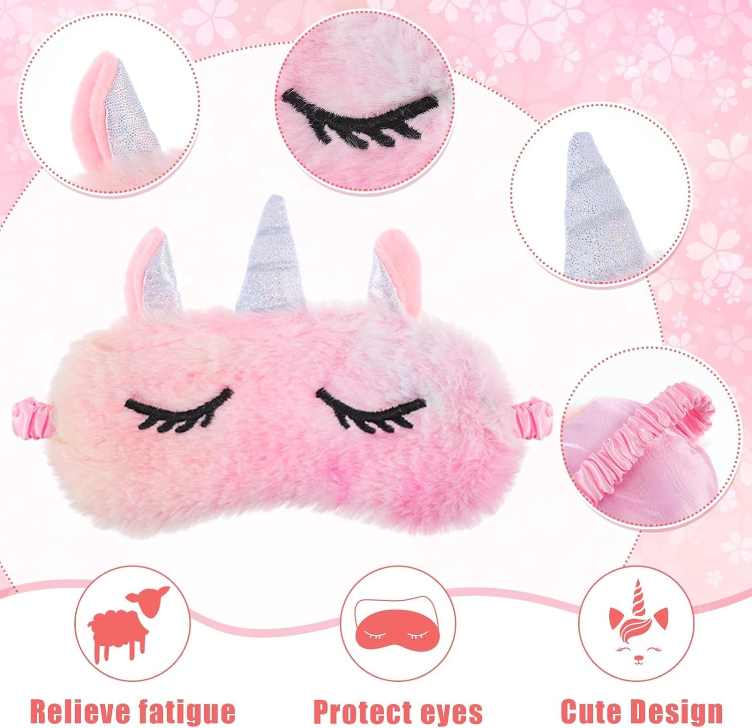 24 Stück Sleepover Stuff enthalten 12 Einhorn-Augenmasken und 12 Haar-Stirnbänder mit Fliege zum Waschen des Gesichts, Schlafmaske, elastische Hautpflege-Stirnbänder, Übernachtungs-Partygeschenke für