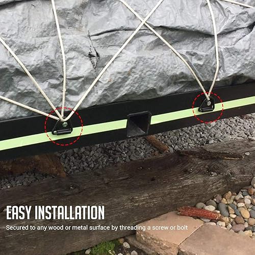 Miniatura 4 de MICTUNING 6 anclajes de amarre de anillo en V de 2 pulgadas de diámetro, anillo en D atornillado de acero para remolque, carga, camión, almacén,