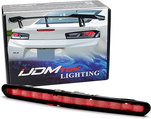 iJDMTOY Lente ahumada negra estilo ZL11LE 12-SMD completa LED tapa de maletero Tercer conjunto de barra de luz de freno compatible con Chevrolet