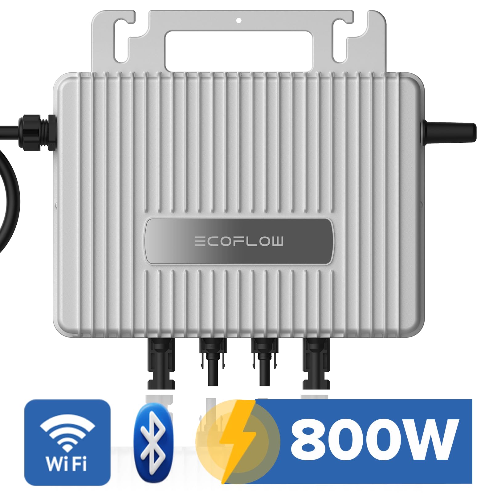SUNNIVA 2000W Balkonkraftwerk BIFAZIAL FULLBLACK komplett Steckdose Ecoflow 800W Wechselrichter, PV Solaranlage, 4x 500W Glas Solarmodule, inkl. 5m Kabel, Bluetooth WIFI, Komplettset