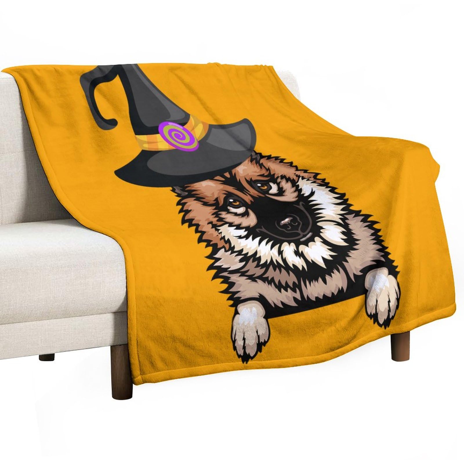 Plaid Eurasier Halloween grand format pour des soirées cocooning au chaud