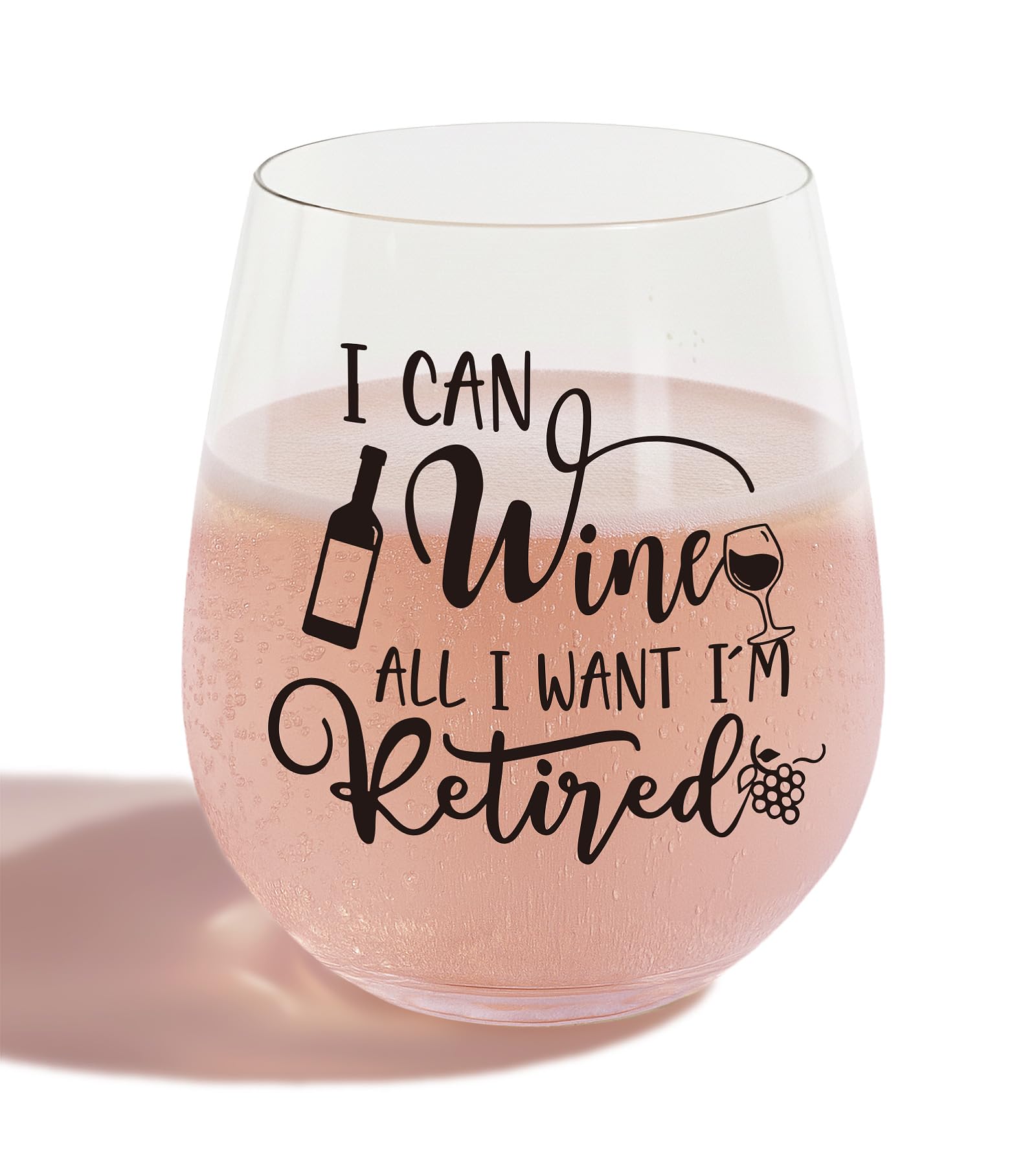 Copa de vino de regalo de jubilación para mujer, regalos humorísticos para mamá jubilada, tía, amiga, compañeros de trabajo, marido y padre, regalo ideal para los amantes del vino, copa de vino sin