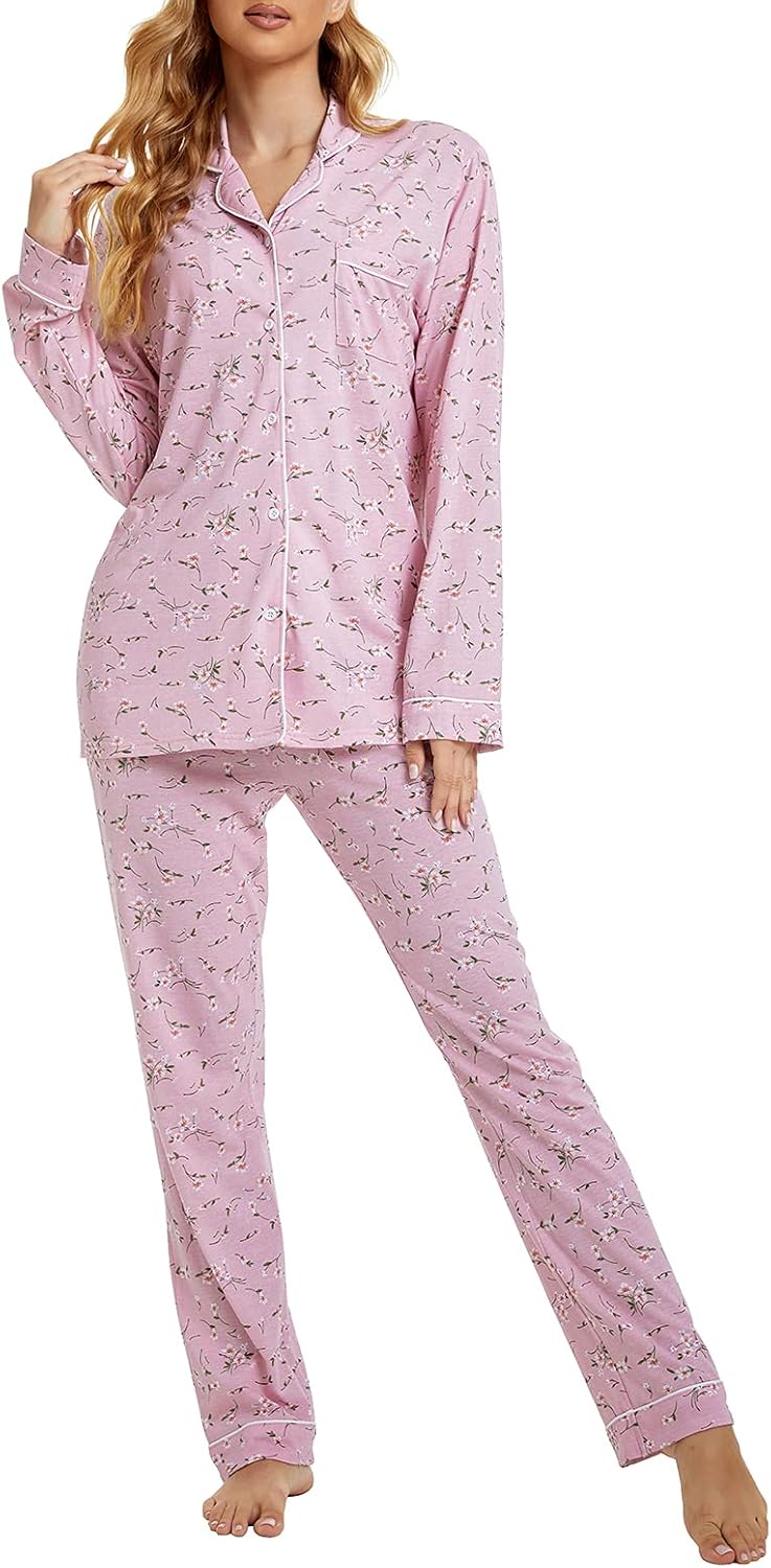Tugege Pajamas Set Long Sleeve Sleepwear Womens Button Down Nightwear Pj Sets - Image 4