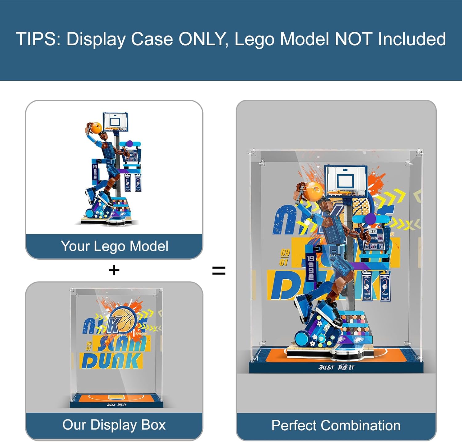 Acrylic Display case Compatible with Lego 43010 Slam Dunk Set, Dustproof Storage Box, Transparent Display Box Compatible with Lego 43010 (Display Box Only, Model Not Included)