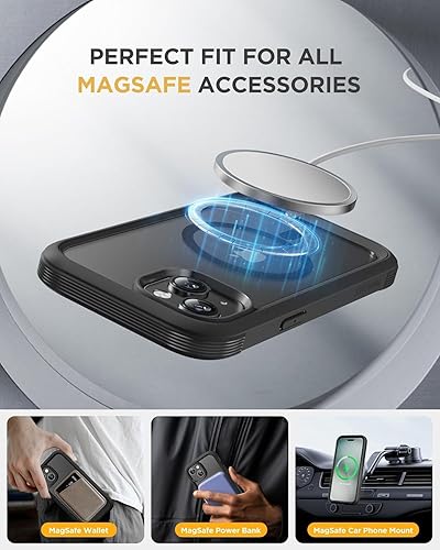 Miniatura 295 de Miracase Glass Series - Funda magnética para iPhone 15, compatible con MagSafe, de cuerpo completo, protector de pantalla de vidrio 9H integrado