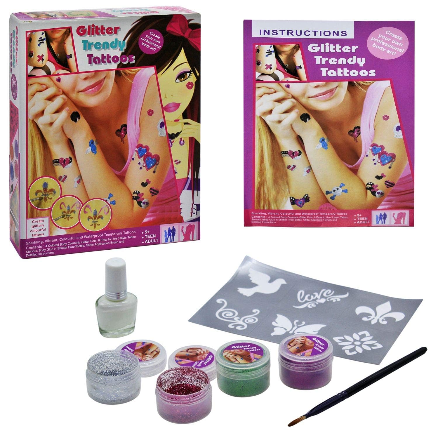 A&A SERVICES Create Your Glitter Trendy Tattoos, Professional Body Art & Craft Toy Kit For Girls - 5 Years Above-image-46