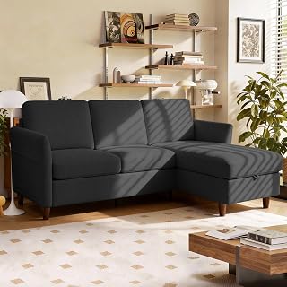 Valthie Corduroy L-Shaped Convertible Sectional Sofa with Reversible Storage Chaise