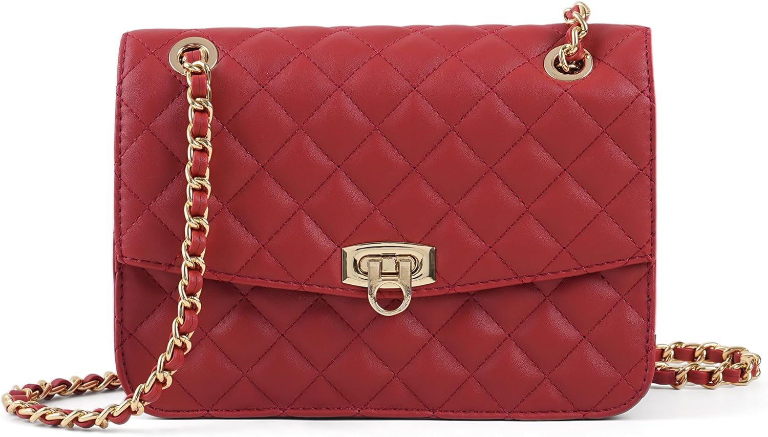 GEMIU Quilted Crossbody Bags for Women Small Clutch Shoulder Purse Womens Handbags with Gold Chain Straps