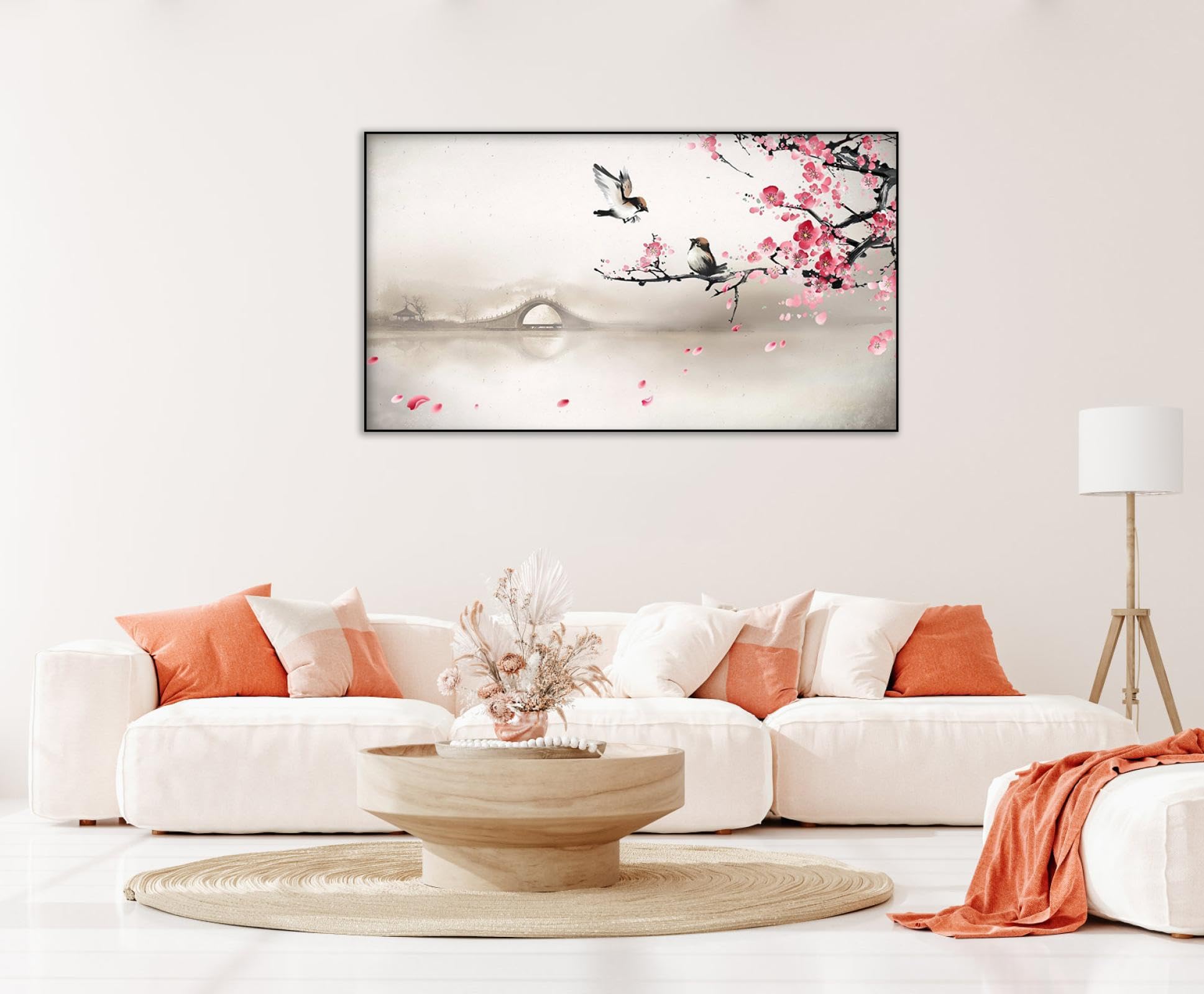 Amazon.com: Canvas Prints Wall Art Chinese flower and bird bridge