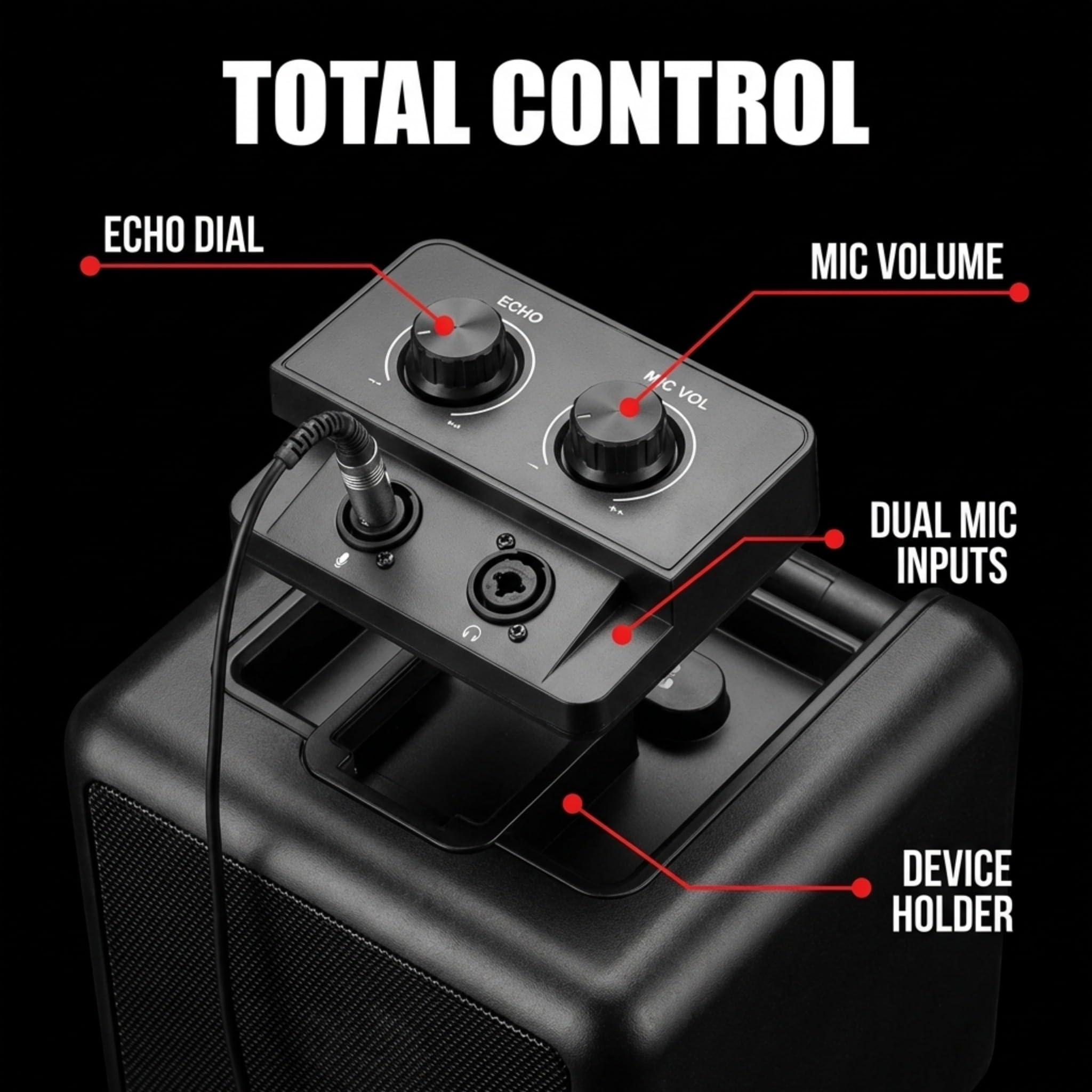 Machine de karaoké Bluetooth Rechargeable RockJam 10 Watts avec Deux Microphones, Jeux de lumière et Effets vocaux