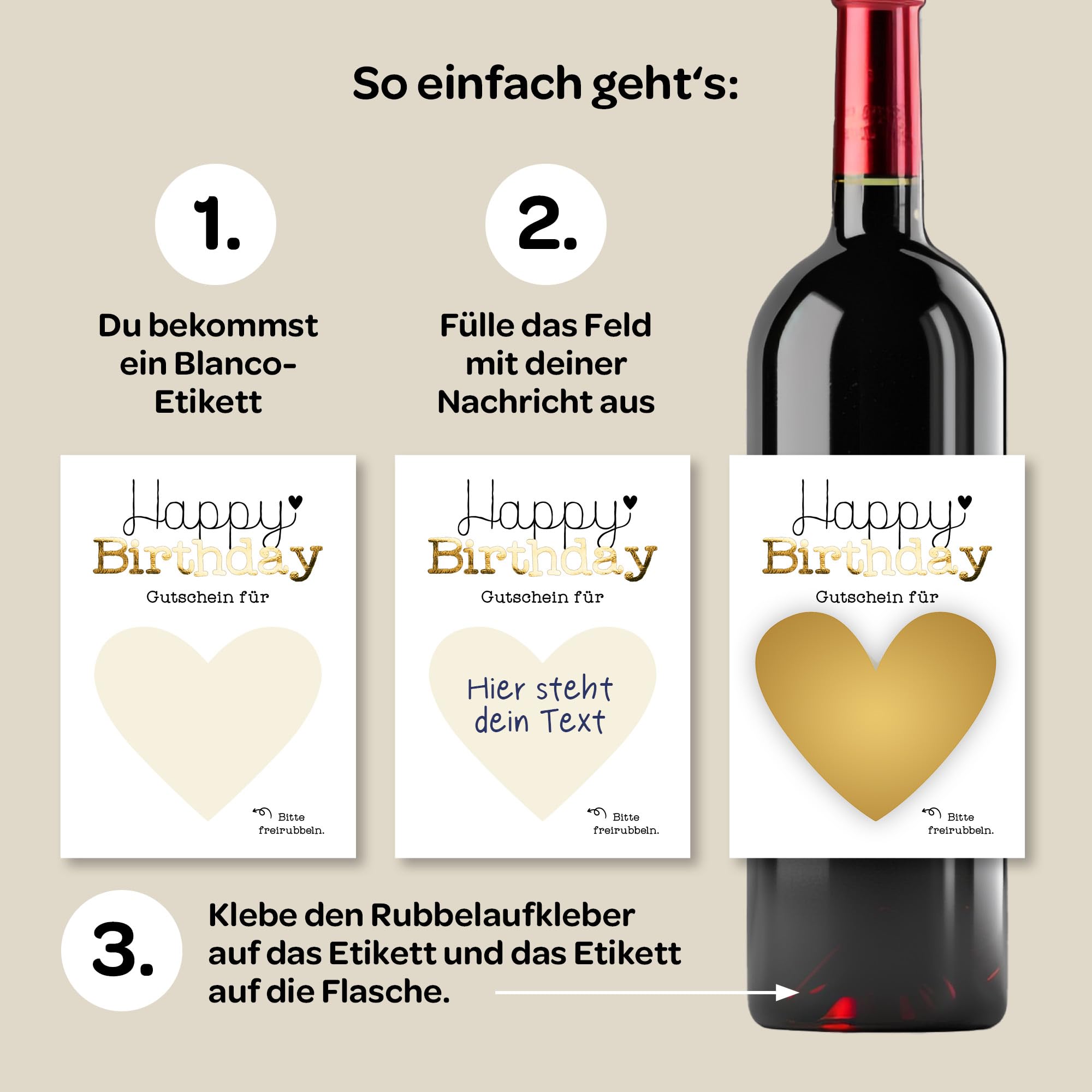 Creatastic® Gutschein-Geburtstags-Etikett Mit Rubbelfeld & Goldlack – Selbstklebend, Für Flaschen, Karten & Co., Made In Germany