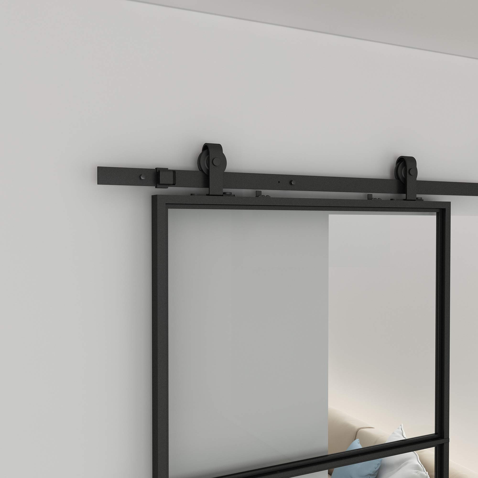 JUBEST Double Barn Door 72 x 84 in with 12FT Hardware Kit and Soft