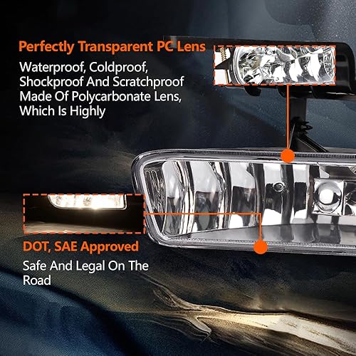 Vista 11 de GRAND ORANGE Luz antiniebla compatible con Chevy Cruze 2016 2017 2018 (no apto para modelos manuales Lt o manuales diesel) proyector de conducción