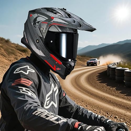 Miniatura 7 de VCOROS Adventure - Casco de motocicleta todoterreno VS-908 para ATV, bicicleta de tierra y motocross, de cara completa para adultos, aprobado por DOT
