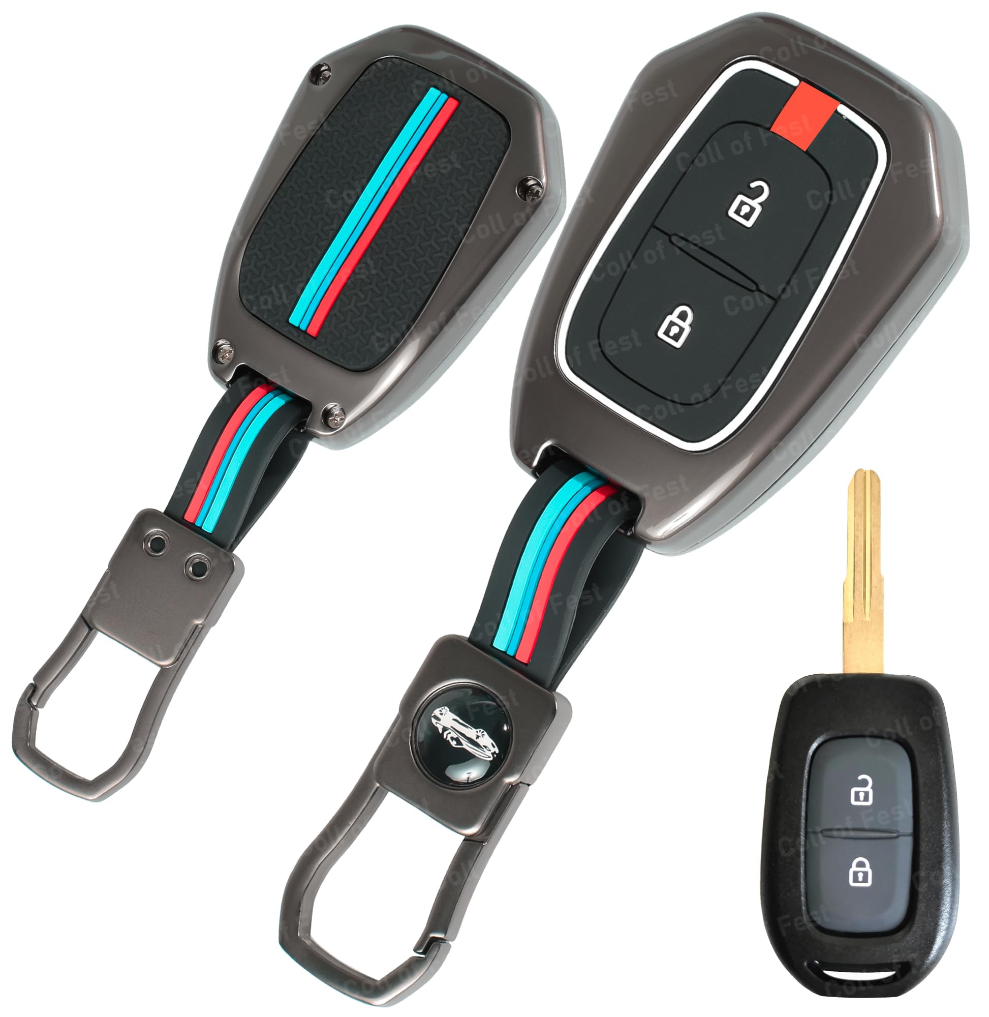 Coll of Fest® Metal Silicon Key Cover Compatible for Renault Kiger, Kwid, Duster 2016, Triber 2 Button Smart Key Cover Metal & Silicon Protection Special Feature Visible in Low-Light Conditions-image-41