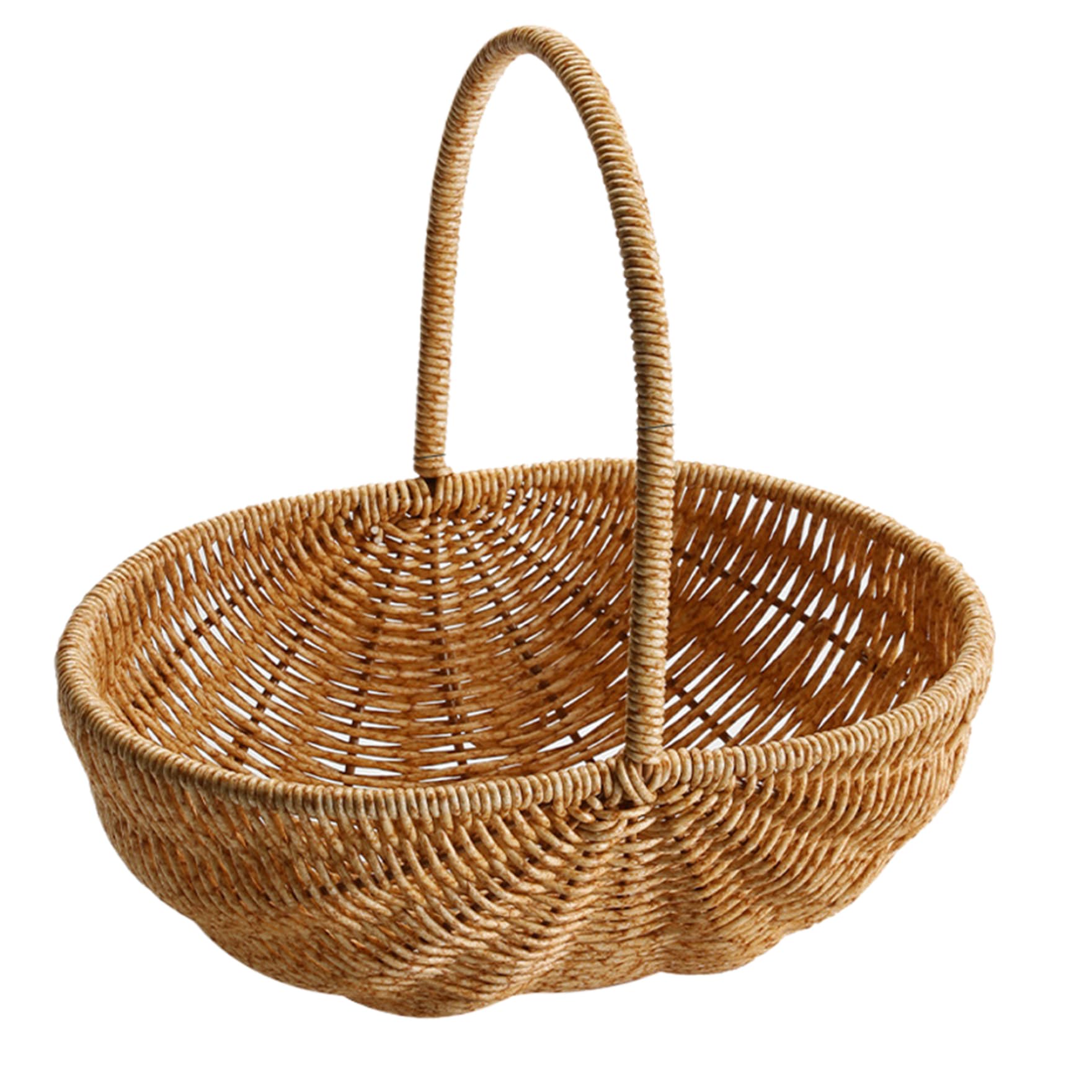 Wicker Basket Rustic Woven Sturdy Reinforced Picnic Basket with Handle Interlocking Harvest for for Storage, Picnics, Easter Gift, 11x8x11in Medium
