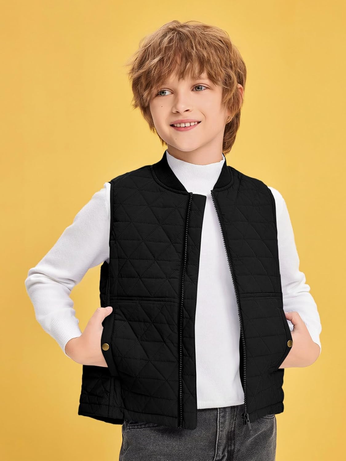 Haloumoning Boys Zip Up Puffer Vest Kids Lightweight Quilted Sleeveless Jackets Outerwear with Pockets 4-14 Years - Image 3