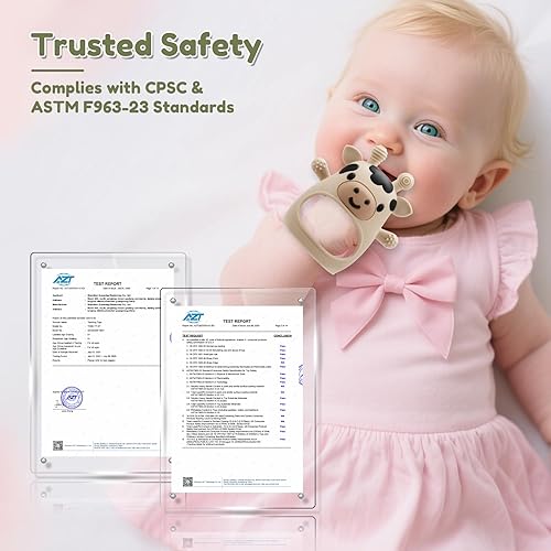 Miniatura 3 de Paquete de 2 juguetes de dentición para bebés de 0 a 6 a 12 meses, guantes de dentición de muñeca ajustables, silicona de grado alimenticio, sin