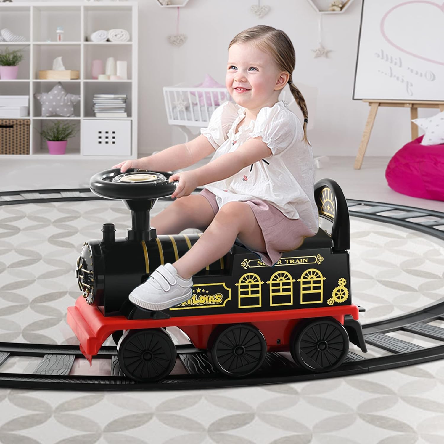 Buy JOYLDIAS Ride On Train and Track Electric Ride On Toy Train, 6V