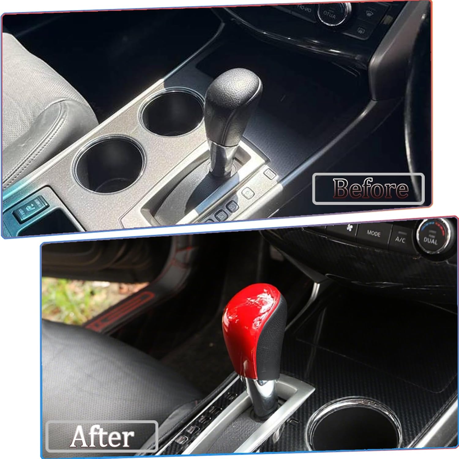 MUXEE Gear Shift Knob Head Cover,for Nissan Altima 2013 2014 2015 2016 2017 2018 - ABS Wine red Sport Style Console Gear Shifter Panel Cover Accessories(for Manual Shift Lever Model)