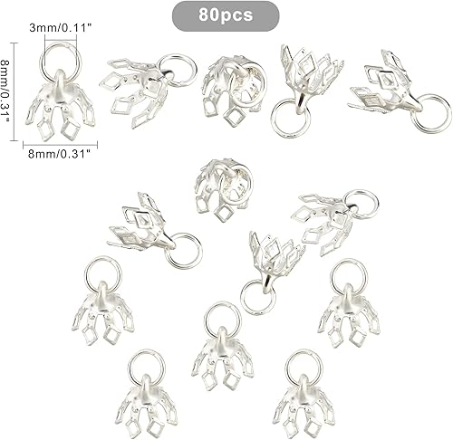 Miniatura 5 de SUPERFINDINGS Hollow Flower Beads Caps Brass Bead Cap Bails End Charm Caps Loop Filigree Prong Spacer Beads for Earrings Bracelets Necklaces Jewelry