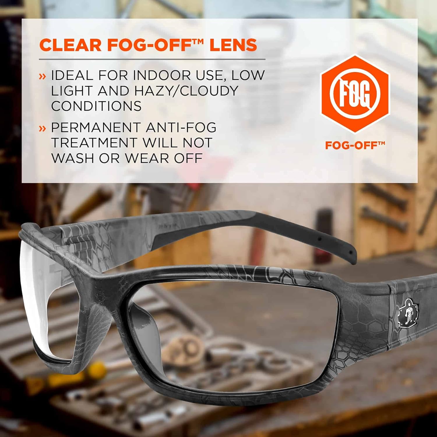 Hоttеѕt Sаlе Ergodyne - 51303 Skullerz Thor Anti-Fog Safety Glasses - Kryptek Typhon Black Camo Frame, Clear Lens