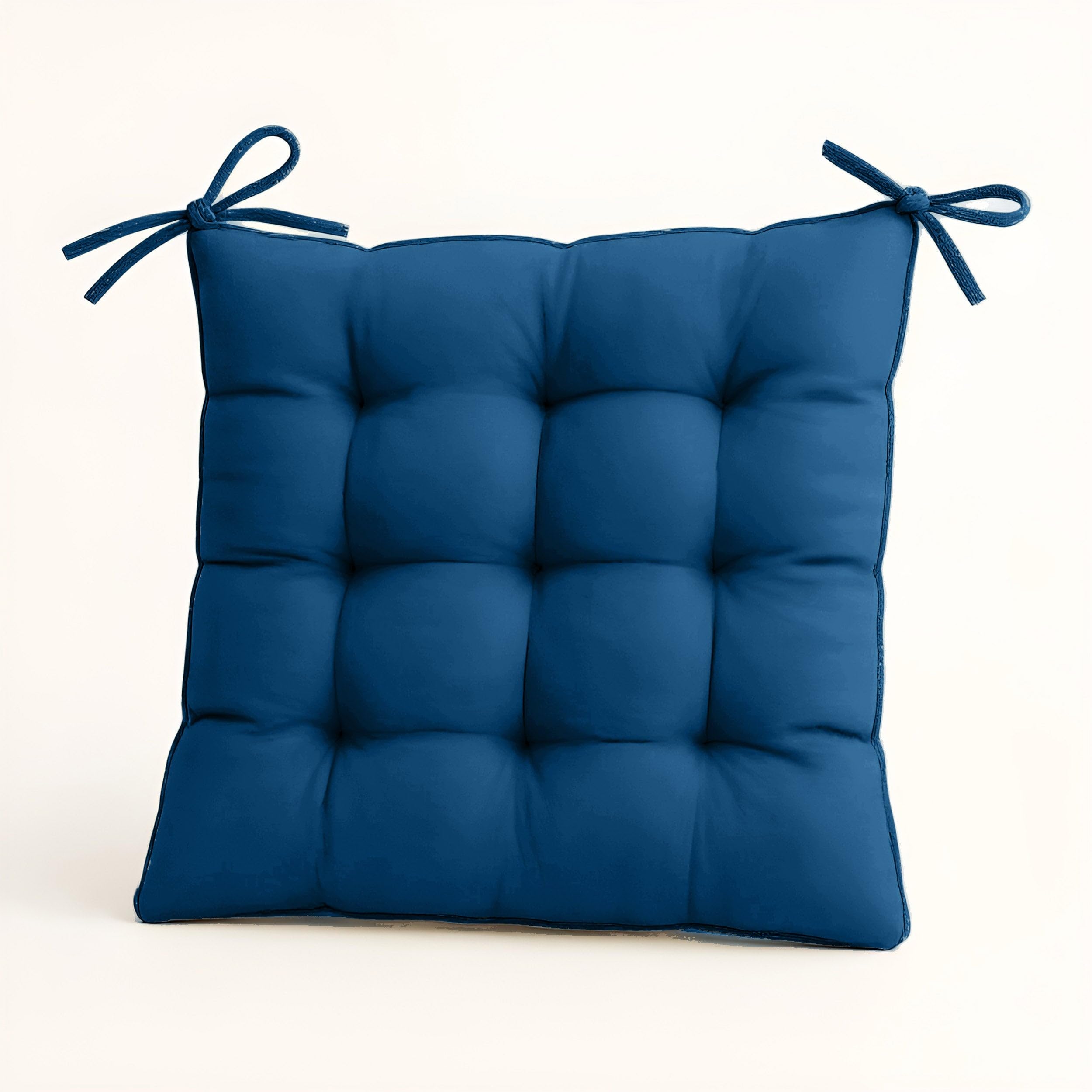 Déco Arts Coussin de Chaise - Lot de 4 Coussins Carrés avec Attaches pour Chaises Intérieur ou Extérieur - Polyester 65% & Coton 35% - Galette Certifiée Oeko-TEX - 40 x 40 cm, 380 g, Bleu petrole
